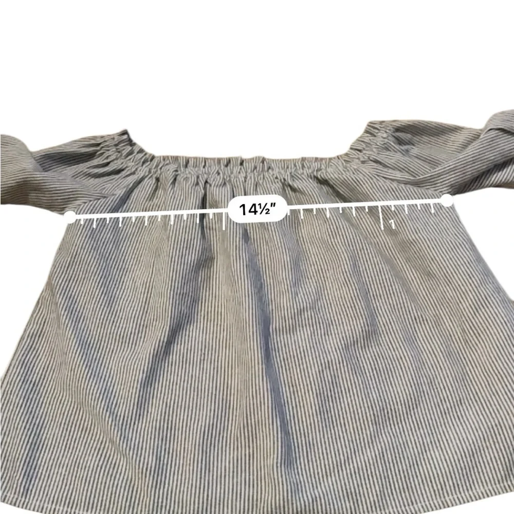 Brandy Melville Gray & White Striped Off The Shoulder 3/4‎ Sleeve Top One Size